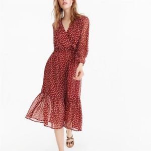 J. Crew Red Floral Midi Dress